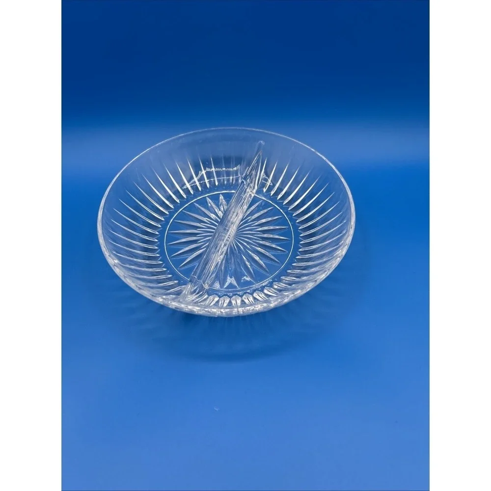 Princess House Royal Highlight Divided Relish Dish Clear Glass Starburst Serving